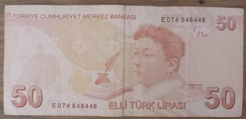 Turkije 50 lira 2009-2022, Postzegels en Munten, Bankbiljetten | Europa | Niet-Eurobiljetten, Los biljet, Overige landen, Verzenden