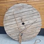 Stoere nieuwe Industriële hangende Tafel van Haspel - J-Line, Huis en Inrichting, Tafels | Eettafels, Ophalen, Rond, Nieuw, Overige houtsoorten