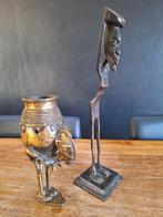 2st Afrikaanse bronzen beeld beeldjes dame vrouw 15,5-27,5cm, Ophalen of Verzenden, Gebruikt, Mens