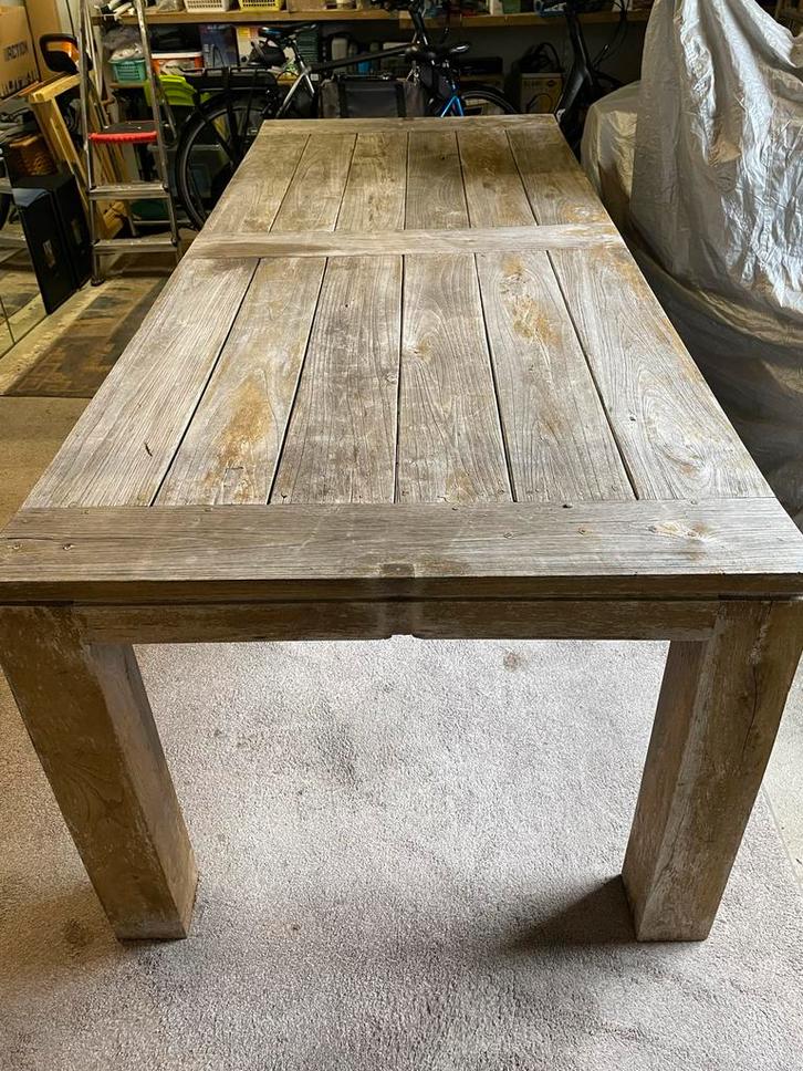 Massief Teak Tuintafel 240x100cm, Tuin en Terras, Tuintafels, Gebruikt, Rechthoekig, Teakhout, Ophalen