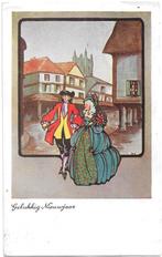 Gelukkig Nieuwjaar met heer en dame in het oude Engeland, Ophalen of Verzenden, 1920 tot 1940, Gelopen, Overige thema's