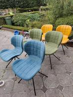 6 eetkamerstoelen merk Zuiver, geel, groen en blauw, Huis en Inrichting, Stoelen, Ophalen, Gebruikt, Overige kleuren, Vijf, Zes of meer stoelen