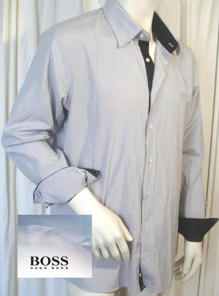 BOSS HUGO BOSS🧐 overhemd met fijne streep mt 2XL, Kleding | Heren, Overhemden, Zo goed als nieuw, Overige halswijdtes, Grijs