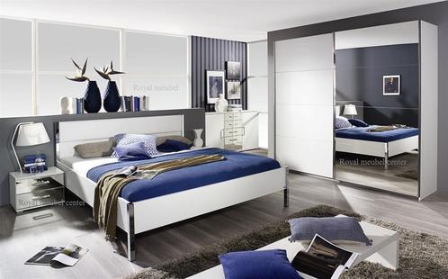 Slaapkamer Complete set Bonn wit-grijs spiegel-SALE-, Huis en Inrichting, Slaapkamer | Complete slaapkamers, Nieuw, Tweepersoons
