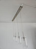 Moderne hanglamp met 4 glazen cilinders, Ophalen, Zo goed als nieuw, Glas, Modern