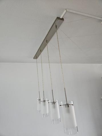 Moderne hanglamp met 4 glazen cilinders beschikbaar voor biedingen