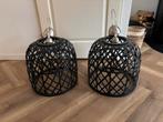 2x zwarte rotan lampenkap, Huis en Inrichting, Ophalen, 25 tot 50 cm, Zwart, Rond