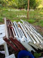 Bistro sets 14 stoelen, 1x 3 zits en 4 tafels, Tuin en Terras, Tuinstoelen, Ophalen, Gebruikt, Metaal