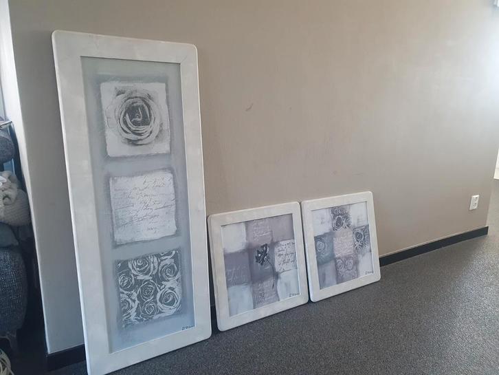 Set van 3 Wanddecoratie Schilderijen, Huis en Inrichting, Woonaccessoires | Schilderijen, Tekeningen en Foto's, Zo goed als nieuw