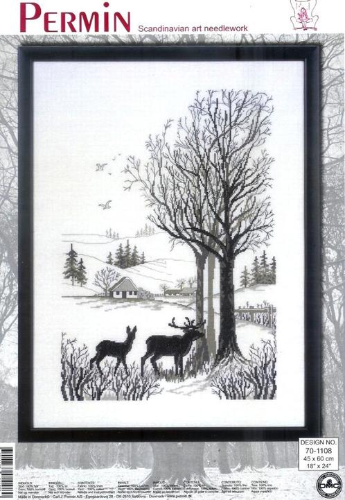 Cado KOOPJE PERMIN BORDUURPAKKET, LANDSCHAP MET HERTEN 1108, Hobby en Vrije tijd, Borduren en Borduurmachines, Nieuw, Borduurpakket
