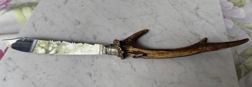 Luxe broodmes met hertshoorn handvat – CERF Véritable - 41cm, Huis en Inrichting, Keuken | Bestek, Rvs of Chroom, Ophalen