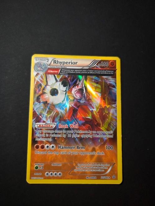 Rhyperior 77/160 Pokemon Primal Clash holo, Hobby en Vrije tijd, Verzamelkaartspellen | Pokémon, Zo goed als nieuw, Losse kaart