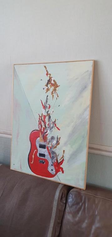 schilderwerk op doek gitaar kunst handgeschilderd 80x60 beschikbaar voor biedingen