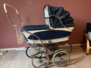 Vintage Kinderwagen - Blauw/Wit beschikbaar voor biedingen