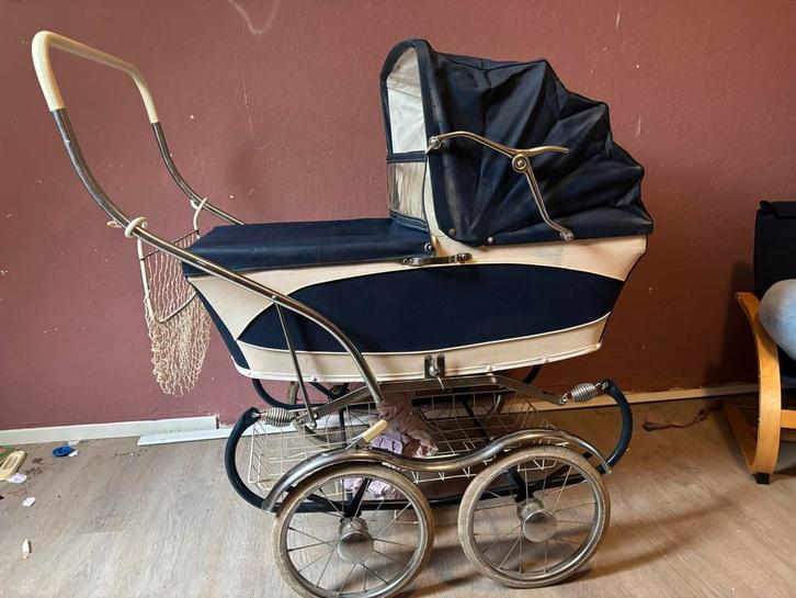 Vintage Kinderwagen - Blauw/Wit, Kinderen en Baby's, Kinderwagens en Combinaties, Gebruikt, Kinderwagen, Overige merken, Ophalen of Verzenden