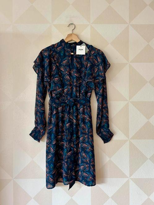 Pom Amsterdam jurk vogel blauw M/L/40 NIEUW, Kleding | Dames, Jurken, Nieuw, Maat 38/40 (M), Blauw, Boven de knie, Ophalen of Verzenden