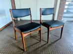 2 vintage Deense stoelen, Erik Buch, Ophalen, Zo goed als nieuw, Zwart, Hout