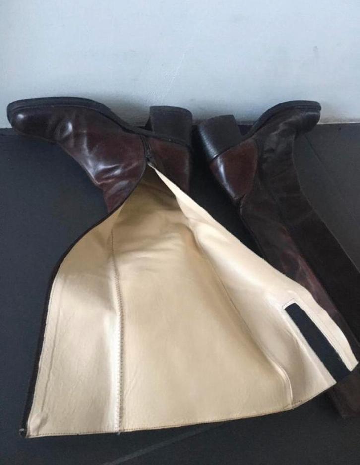 Prachtige Italiaanse geheel leren laarzen Maat 38, Kleding | Dames, Schoenen, Zo goed als nieuw, Hoge laarzen, Bruin, Ophalen of Verzenden