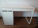 Witte bureau met lade en kast, Huis en Inrichting, Bureaus, Ophalen of Verzenden, In hoogte verstelbaar, Gebruikt, Bureau