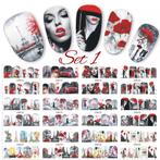12 Stuks Volledige Cover Water Transfer Sticker Nail Art., Blauw, ., Nieuw, Ophalen of Verzenden