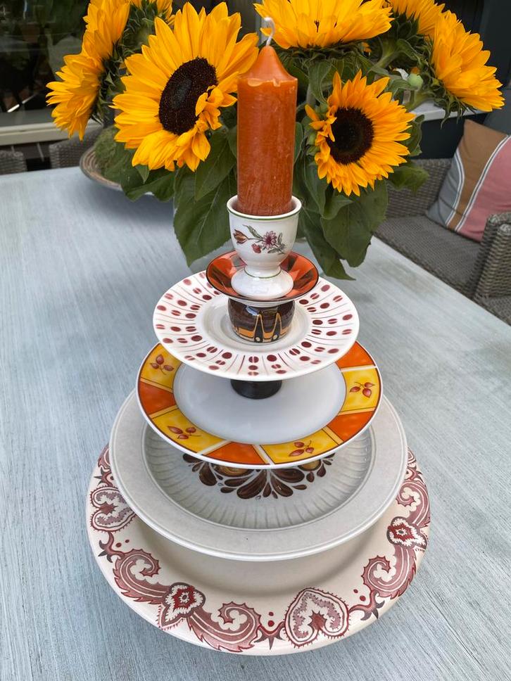 Vintage Etagere Herfstkleuren - Uniek Upcycle Art, Huis en Inrichting, Woonaccessoires | Etagères, Zo goed als nieuw, Ophalen of Verzenden