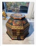 50% korting Brocante 8-hoekige houten kist India, Minder dan 50 cm, 50 tot 100 cm, Ophalen of Verzenden, Zo goed als nieuw
