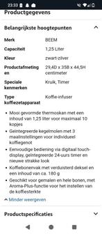 Beem koffiezetapparaat, Witgoed en Apparatuur, Koffiezetapparaten, Ophalen, Zo goed als nieuw, Koffiemachine