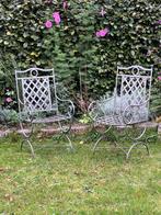 2 grote brocante tuinstoelen ijzer / metaal Franse stijl, Tuin en Terras, Tuinstoelen, Ophalen, Zo goed als nieuw, Metaal