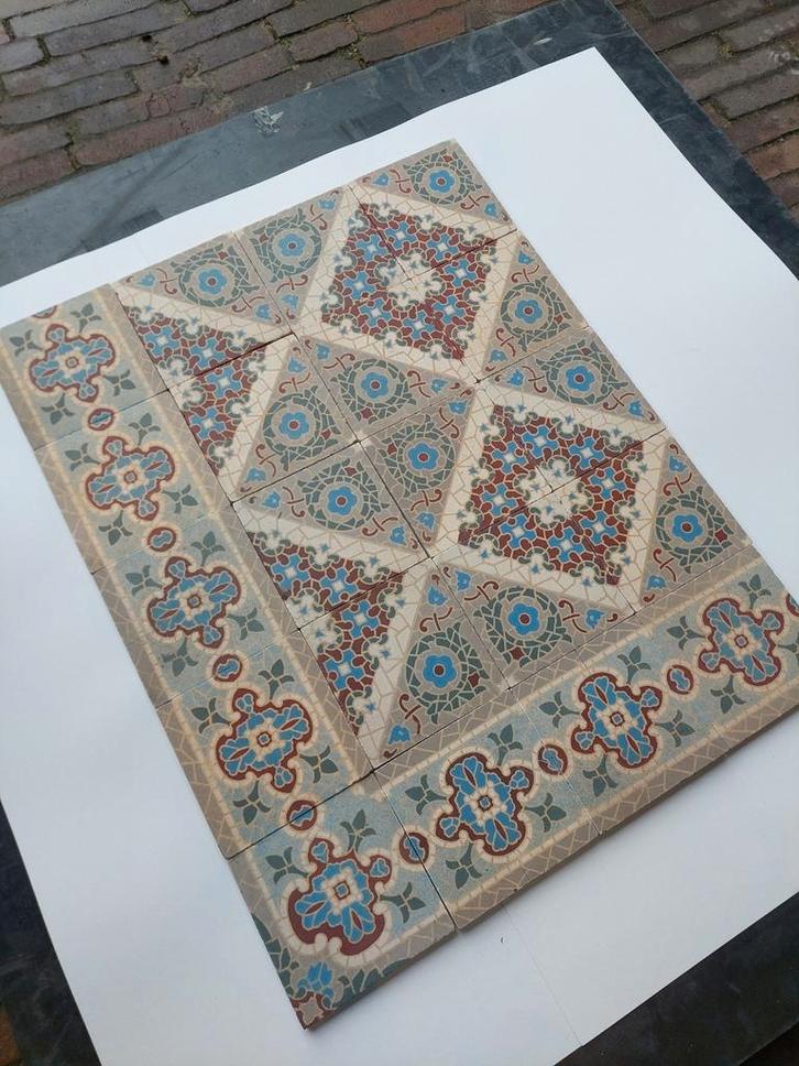 Te Koop : partij oude keramische vloertegels 13,5 m2., Doe-het-zelf en Verbouw, Tegels, Gebruikt, Vloertegels, Keramiek, Minder dan 20 cm