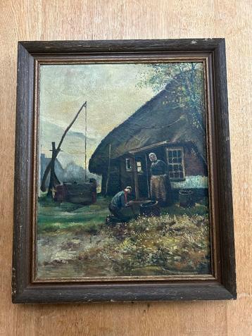 Brabants boerenerf, gesigneerd Th. Mullenders 1944 beschikbaar voor biedingen