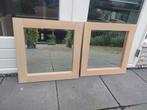 2 Spiegels - Eikenhout - White Wash - 58x58 cm, Ophalen, Zo goed als nieuw, Vierkant
