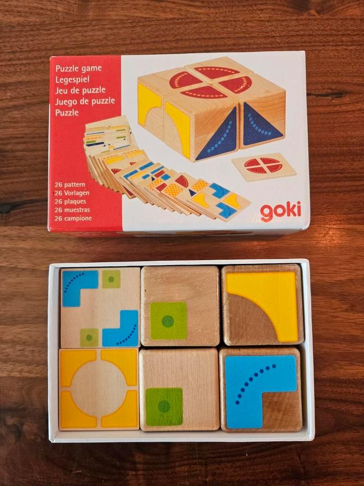 Goki Houten Puzzelblokken, Kinderen en Baby's, Speelgoed | Kinderpuzzels, Zo goed als nieuw, 2 tot 4 jaar, Minder dan 10 stukjes