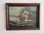 Oud schilderij schip, Antiek en Kunst, Ophalen of Verzenden