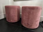 2 Roze Leen Bakker Poefjes, Huis en Inrichting, Ophalen, Minder dan 50 cm, Rond, Zo goed als nieuw