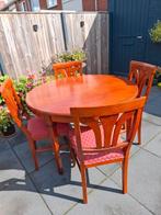 Ronde eettafel met 4 stoelen (graag ophalen), Huis en Inrichting, Tafels | Eettafels, Gebruikt, Rond, Ophalen of Verzenden, Vier personen