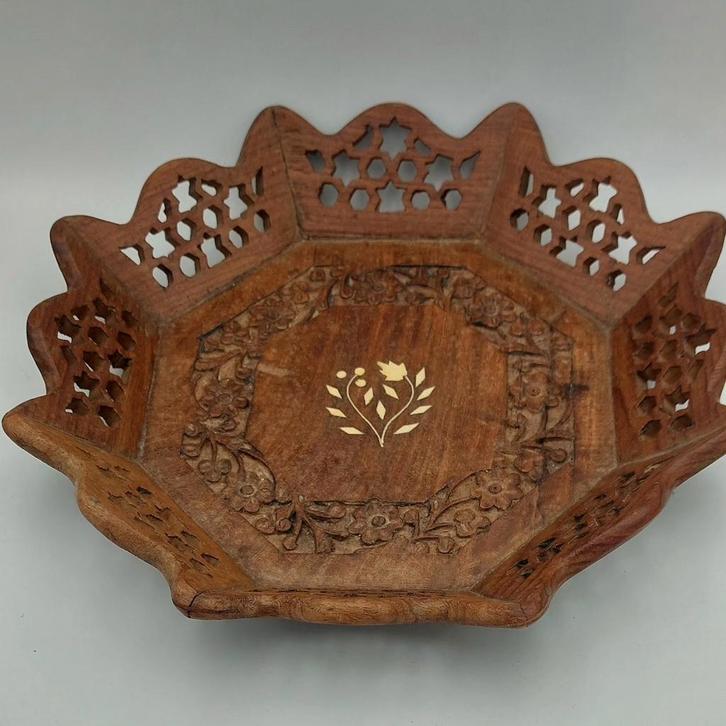 Vintage Schaaltje van hout houtsnijwerk natuurlijk wonen, Antiek en Kunst, Antiek | Schalen, Ophalen of Verzenden