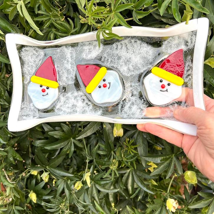 Glazen serveerschaal van gefused glas (glasfusing), Diversen, Kerst, Ophalen of Verzenden