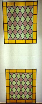 2 Glas in Lood Panelen met Ruitpatroon, Ophalen of Verzenden