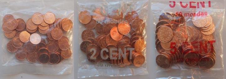Portugal 1 cent, 2 cent en 5 eurocent in orginele zakjes UNC, Postzegels en Munten, Munten | Europa | Euromunten, Setje, Overige waardes