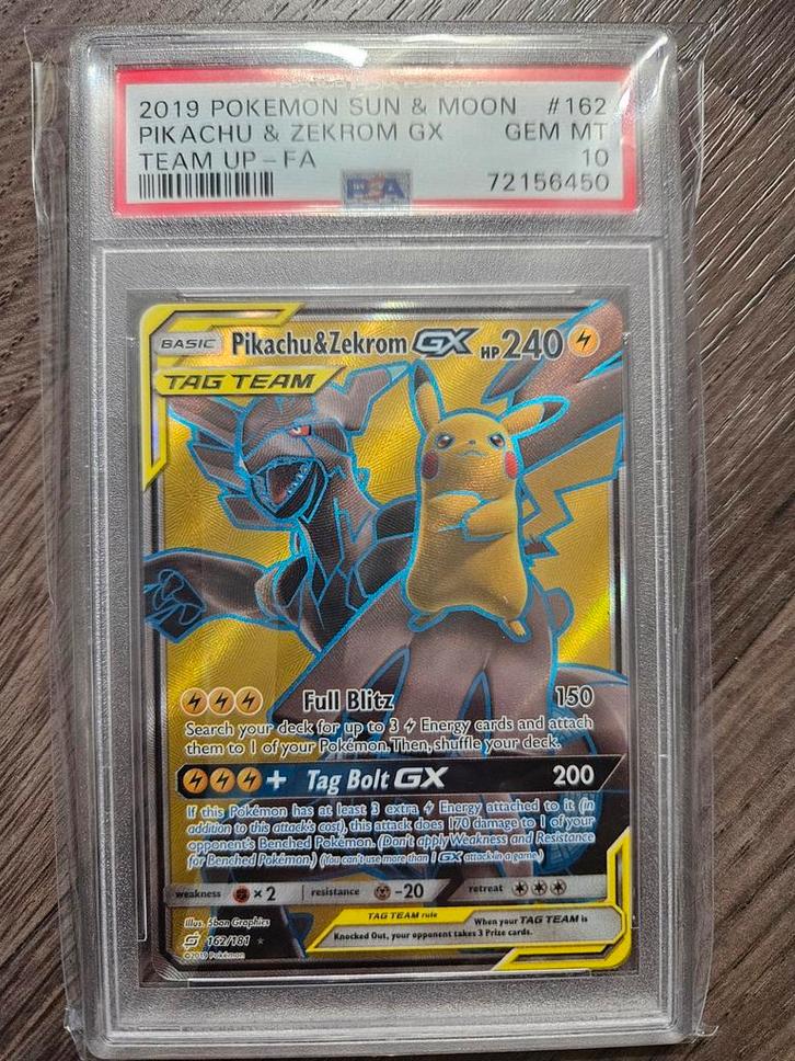 Pikachu & Zekrom GX PSA 10 - Team Up, Hobby en Vrije tijd, Verzamelkaartspellen | Pokémon, Nieuw, Losse kaart, Foil, Ophalen