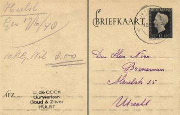 D. de Cock, Uurwerken, Hulst - 06.1948 - briefkaart beschikbaar voor biedingen