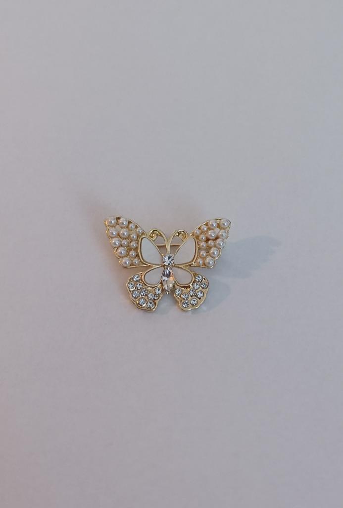 Vlinder broche, Sieraden, Tassen en Uiterlijk, Broches, Nieuw, Overige materialen, Overige kleuren, Minder dan 4 cm, Met strass