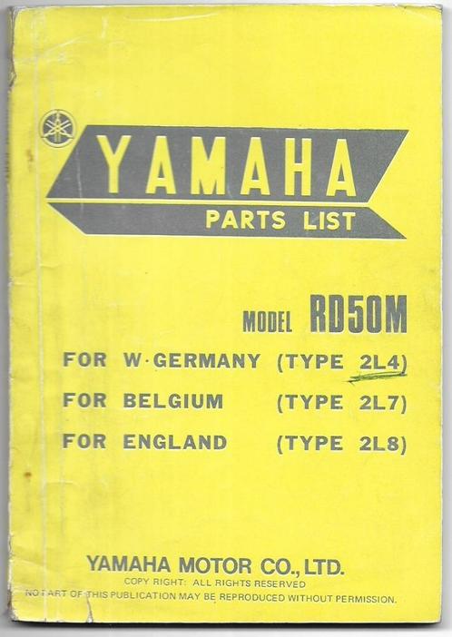 Yamaha RD50 M parts list (3419z), Fietsen en Brommers, Handleidingen en Instructieboekjes, Zo goed als nieuw, Ophalen of Verzenden