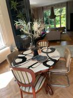 Antieke mahonie tafel met modern epoxy blad – uniek design, Ophalen