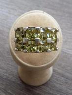 RETRO Zilveren 925 Ring Groen Glazen Stenen Gefacetteerd, Sieraden, Tassen en Uiterlijk, Antieke sieraden, Ophalen of Verzenden