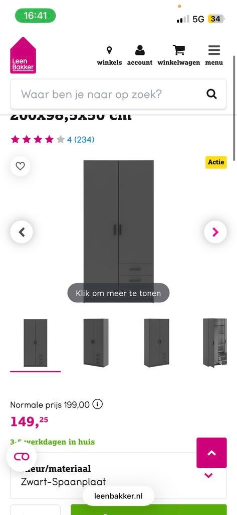 Kledingkast nieuw in doos, Huis en Inrichting, Kasten | Kledingkasten, Ophalen, 50 tot 100 cm, Zo goed als nieuw, 150 tot 200 cm