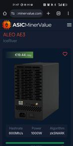Crypto miner AE3 mega Deal!.pre order, aleo crypto miner, Ophalen of Verzenden, Nieuw, Plaatstaal
