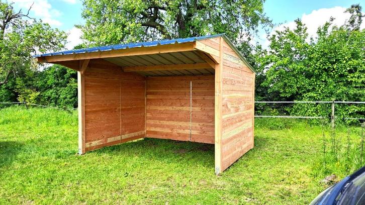 Stevige schuilstal 3x4m met voorwand in massief Douglas hout, Dieren en Toebehoren, Stalling en Weidegang, Stalling, 2 of 3 paarden of pony's