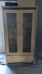 Mooie eikenhout look kast met glazen deuren en verlichting, Ophalen, Zo goed als nieuw, Modern, 150 tot 200 cm