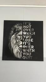 Inspirerend Schilderij – Leeuw met Quote – In Goede Staat, Antiek en Kunst, Ophalen of Verzenden